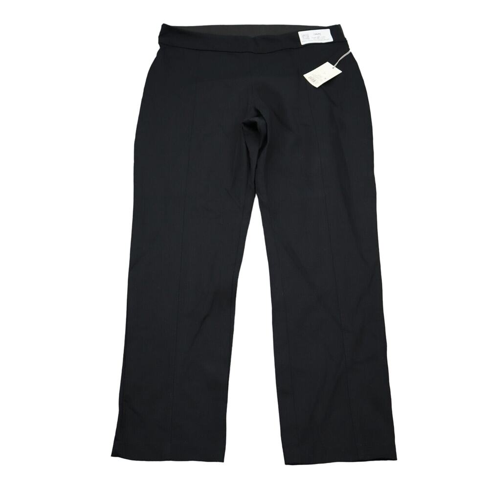 A New Day Pants Womens 14 Black Flat Front Straight Pocket Pull On Ankle Casual